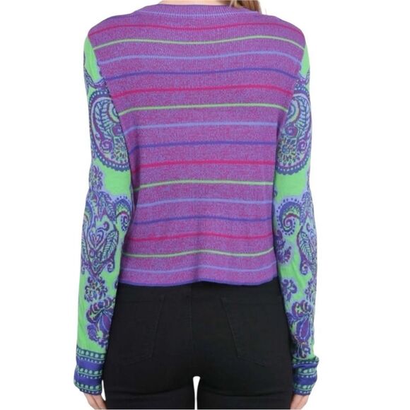 NWT Free People New Age Sweater - Purple/Green Boho (L) - Picture 12 of 15